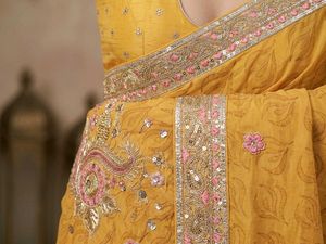 Elegant Yellow Embroidered Saree
