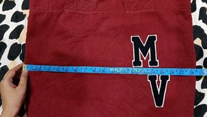 "MV" Classic Varsity Style Dual Handle Tote Bag