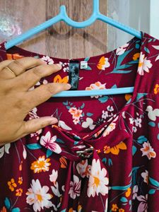 Maroon Floral Print Top