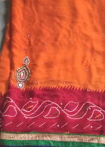 Rajasthani Saree with Embellished Border 🧡✨