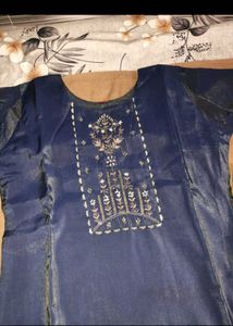 Elegant Blue Kurta Set with Embroidery