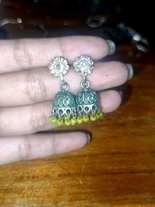 Oxidised green jhumka🌷