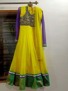 Elegant Yellow Anarkali Kurta Set