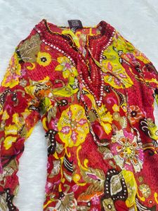 Y2k printed short kurti with Embellishments