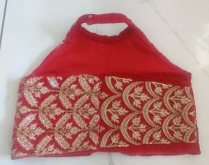 Red Velvet blouse with Golden Embroidery