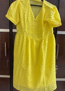 Bright Yellow Eyelet Dress