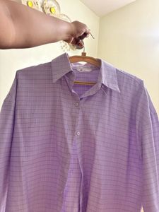 Light Purple Checkered Button-Up Shirt