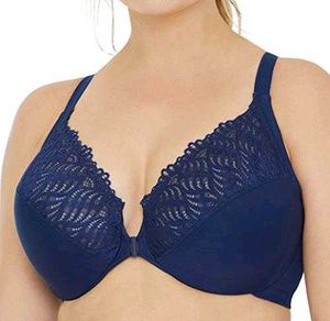 Glamorise Elegant Lace Trim Bra - Navy Blue