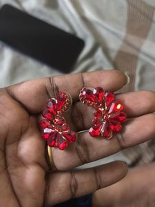 Sparkling Red Gemstone Earrings