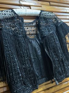 Stunning Black Fringed Blouse