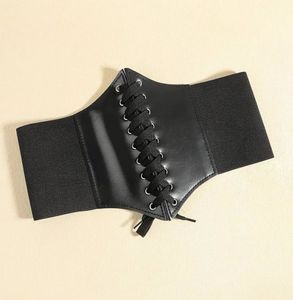 Black Lace-Up Corset Belt