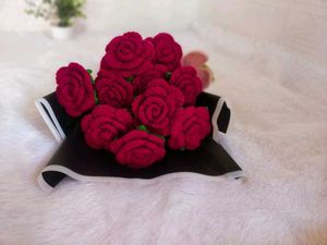 Crochet Red Rose Bouquet