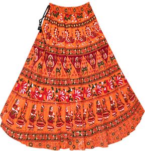 Vibrant Orange ethnic skirt