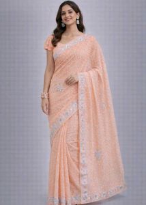 Peach Embellished Saree