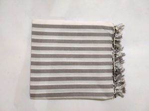 Grey Striped Cotton Bedsheet Bhagalpuri Topsheet