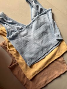 Set of 3 Ribbed V-Neck Tank Tops