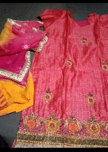 designer pink kurta set with dupatta
