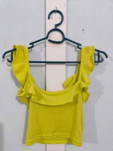 Lime Green Ruffled Crop Top