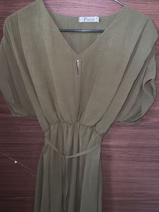 Olive Green Midi Dress - Poco