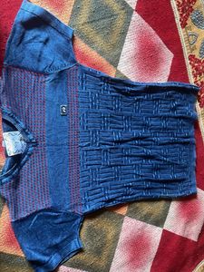 Men's Blue Textured T-Shirt