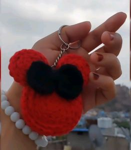 Crochet Handmade Mickey Mouse 🐭 Shaped Keychain