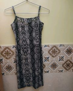 Shein Sexy Grey Snake Print Bodycon Mini Dress