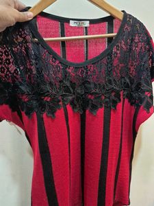 Striped Top with Lace Detail