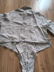 Striped Tie-Front Button-Up Shirt