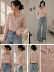 Light Pink Textured Button-Up Shirt