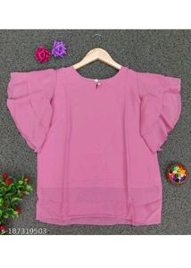 Chic Pink Ruffled Sleeve Top