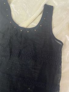 Black Lace Embellished Tank Top
