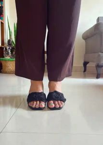 Elegant Black Rose Heel Sandals