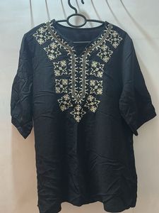 Embroidered Black tunic top