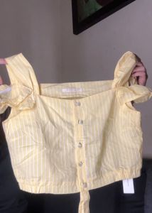 Cute Striped Yellow Crop Top