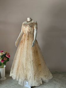 luxury Off-Shoulder Embellished Gown