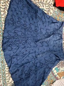 Blue Embroidered Skirt