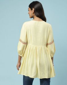Embroidered Yellow Kurta