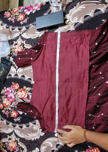 Maroon Kurta with White Polka Dots