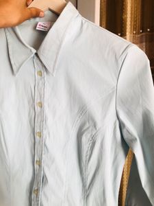 Light Blue Classic Button-Up Shirt☁️🎗️