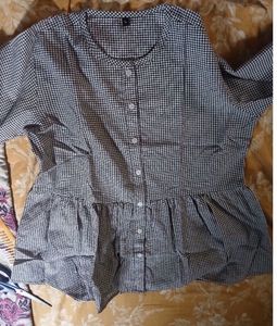 Cute Checkered Peplum Top