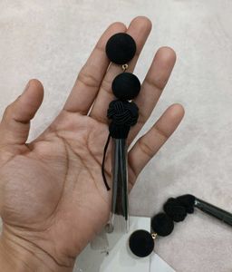 H&amp;M Black Tassel Drop Earrings