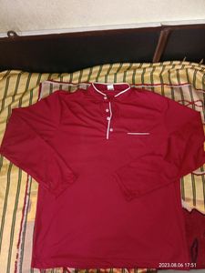 Combo Of 1 Jeans, 1 Mandarin Collar Maroon T-Shirt and Cotton Red T Shirt