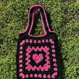 Crochet Heart Tote Bag