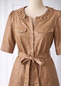 Tan Shirt Dress with Tie Waist🖤🐣
