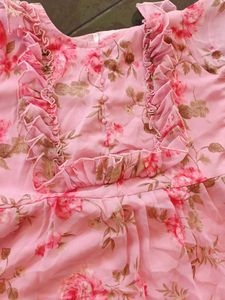 Pink Floral Tiered Maxi Dress