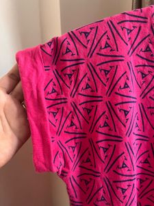 Vibrant Pink Geometric Print Dress