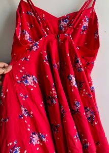 Red Floral Print Mini Dress