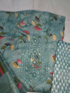 Beautiful Teal Floral 3 piece suit material