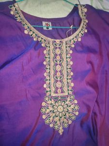 Elegant Purple Kurta with Gold Embroidery