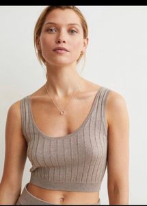 H&amp;M Rib Knit beige Crop Top
